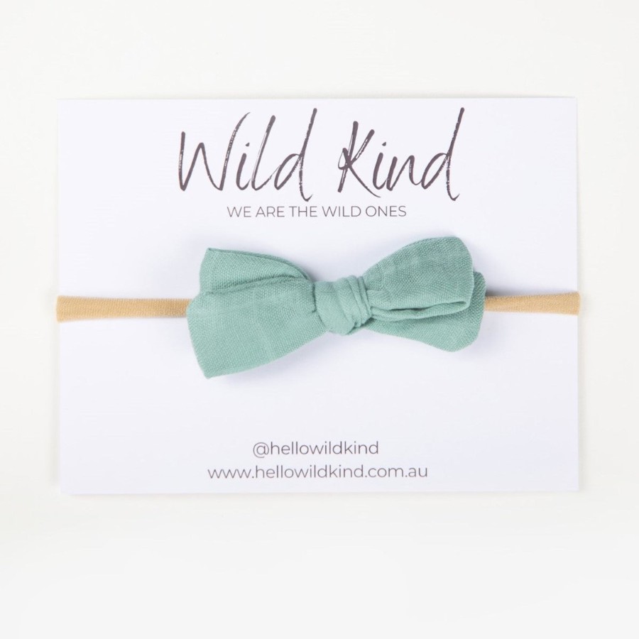 Baby [0-23M] Wild Kind Hair Accessories | Wild Kind Dorothy Linen Bow Headband - Ocean Mist