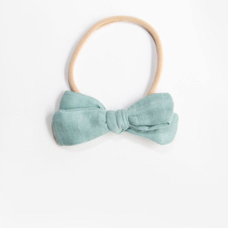 Baby [0-23M] Wild Kind Hair Accessories | Wild Kind Dorothy Linen Bow Headband - Ocean Mist