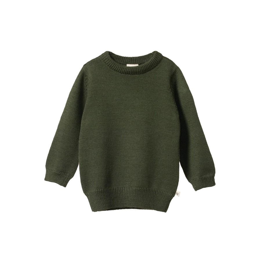 Baby [0-23M] Nature Baby Jumpers | Nature Baby Merino Knit Pullover - Thyme