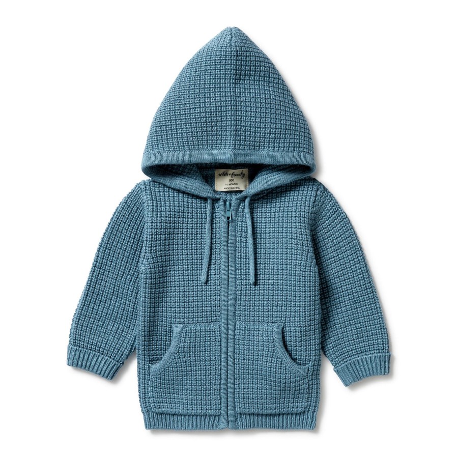 Child [2-14] Wilson & Frenchy Outerwear | Wilson And Frenchy Knitted Zipped Jacket - Bluestone