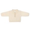 Child [2-14] Grown Knitwear | Grown Organic Collar Long Sleeve Tee - Milk