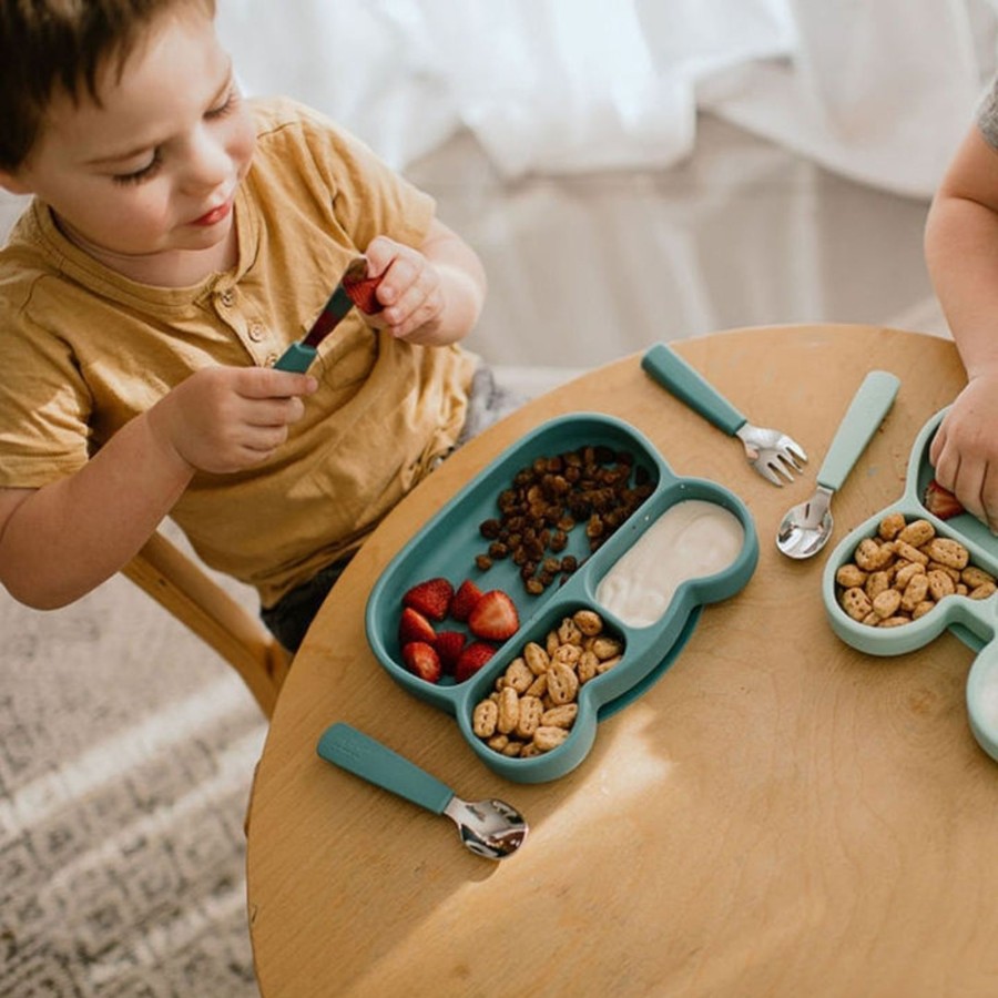 Baby [0-23M] We Might Be Tiny Feeding | Bear Stickie Plate - Blue Dusk