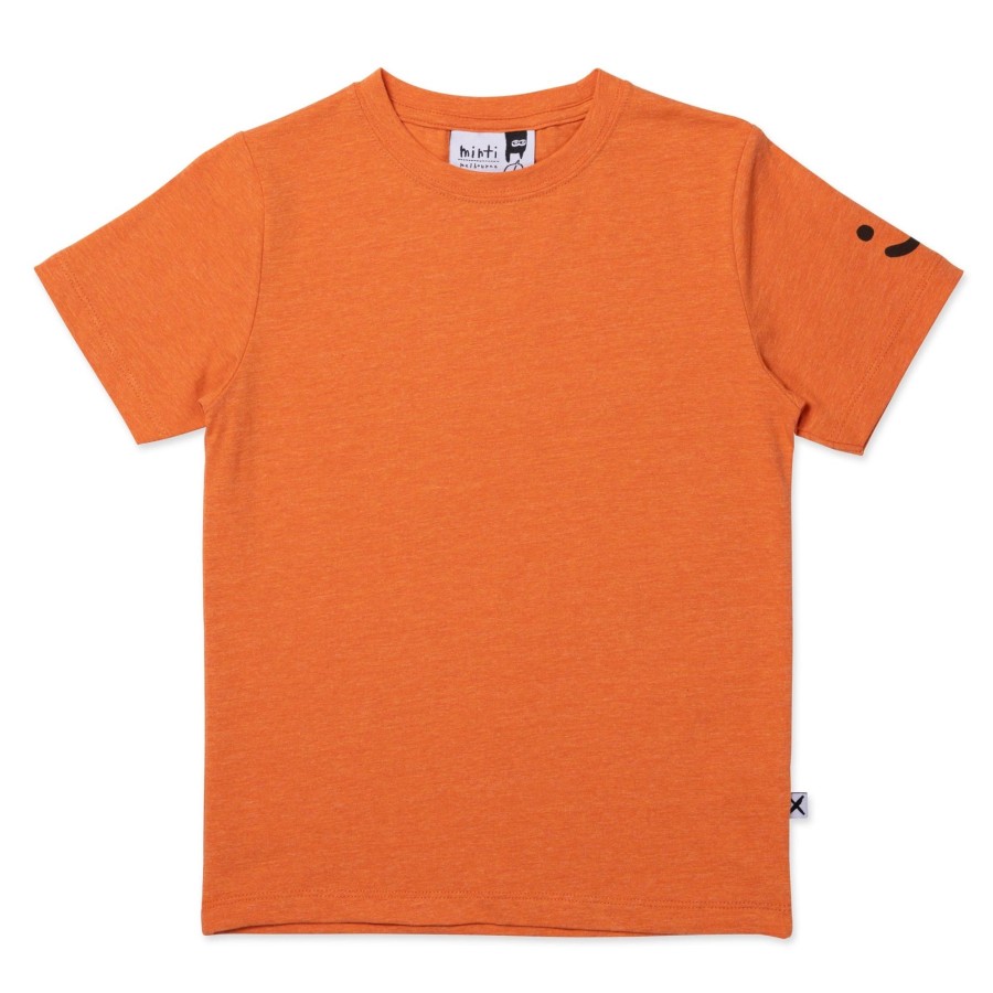 Child [2-14] Minti Tops | Minti Happy Face Tee - Orange Marle