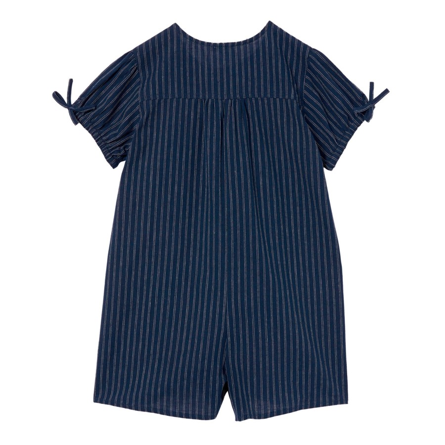 Child [2-14] Milky Overalls + Playsuits | Milky Navy Stripe Linen Playsuit