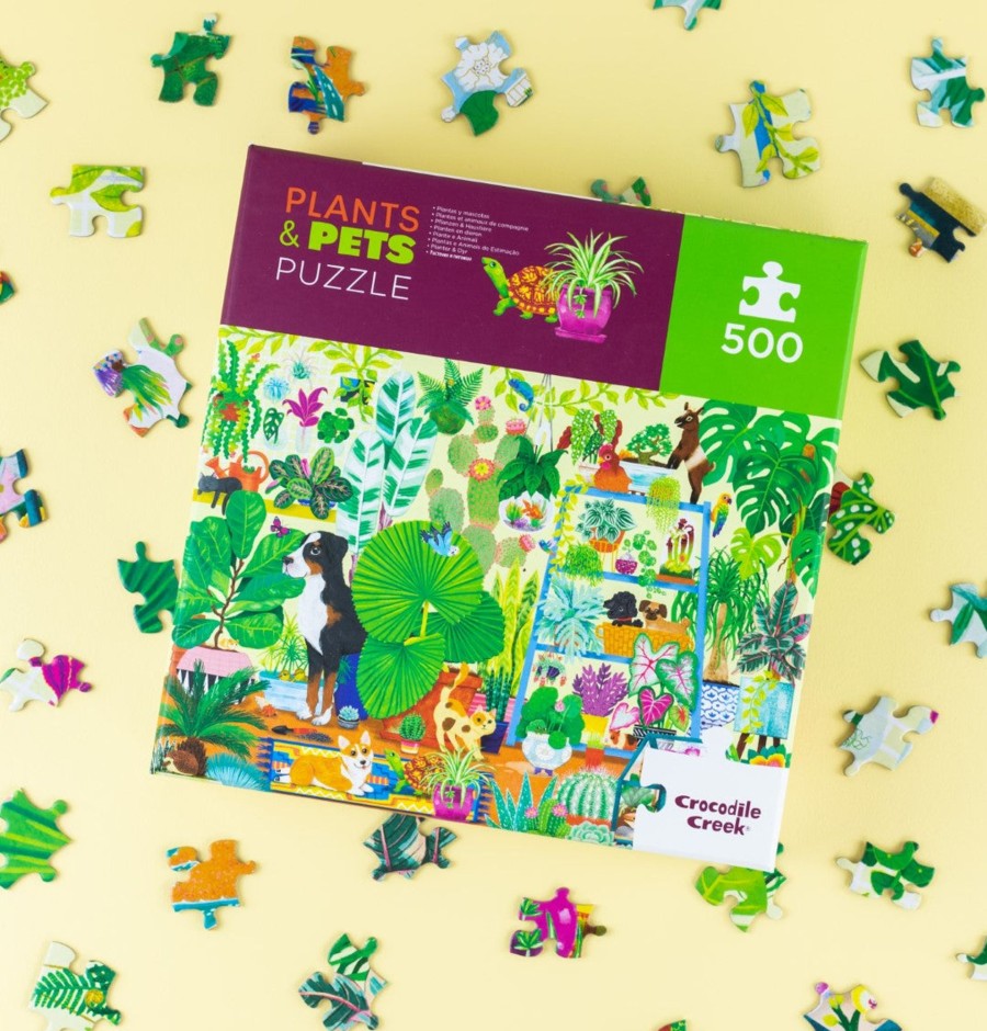 Play + Learn Crocodile Creek Puzzles | Family Puzzle 500 Piece - Plants & Pets