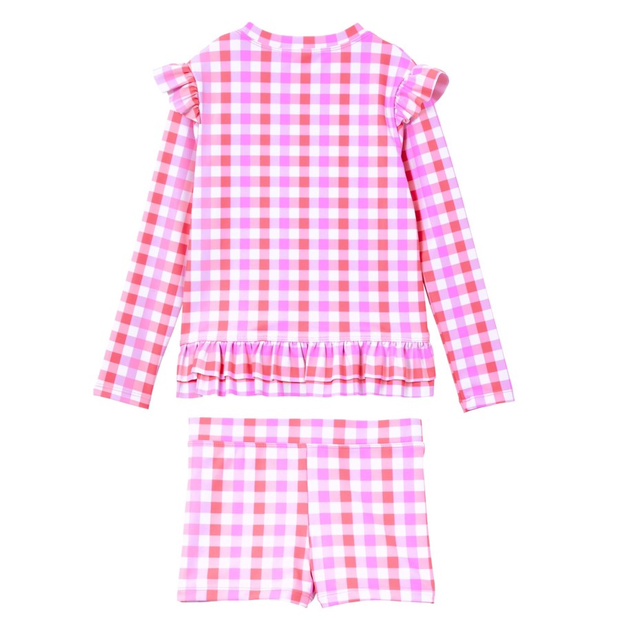 Baby [0-23M] Milky Swim | Milky Neon Gingham Rashie Set - Pink/Lilac