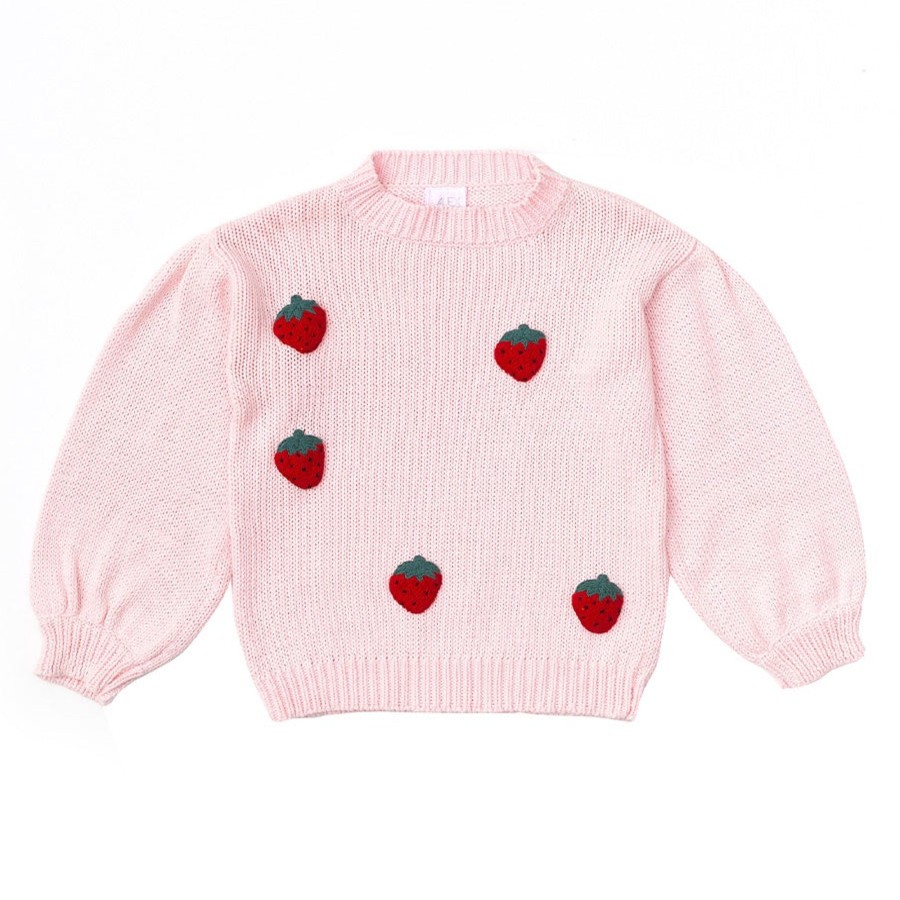 Child [2-14] Alex & Ant Jumpers | Alex & Ant Strawberry Knit Sweater - Pink