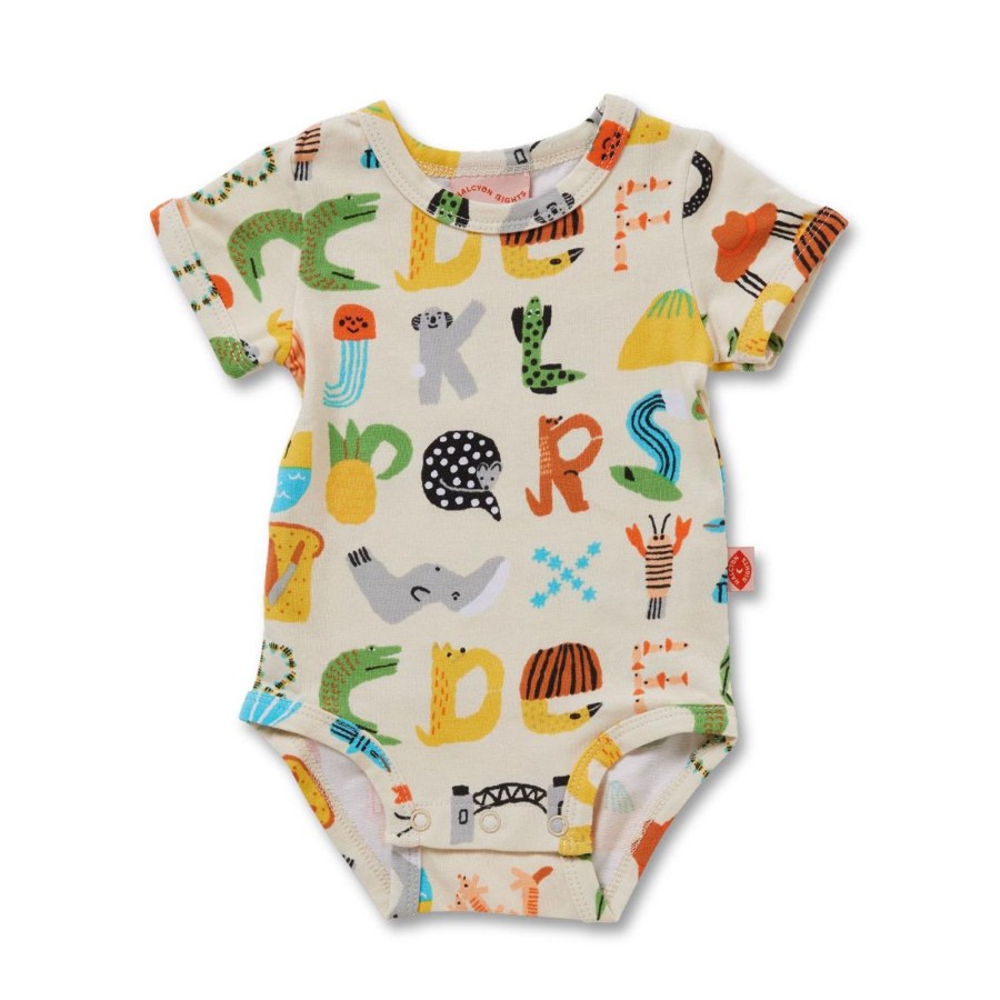 Baby [0-23M] Halcyon Nights All In One | Halcyon Nights Abc Down Under Short Sleeve Bodysuit