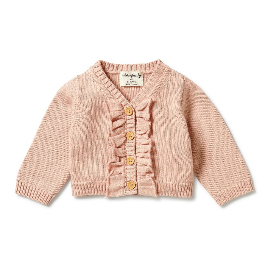 Baby [0-23M] Wilson & Frenchy Outerwear | Wilson And Frenchy Knitted Ruffle Cardigan - Rose