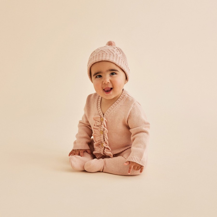 Baby [0-23M] Wilson & Frenchy Outerwear | Wilson And Frenchy Knitted Ruffle Cardigan - Rose