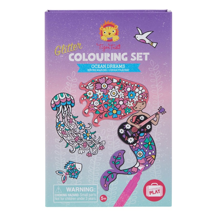 Play + Learn Tiger Tribe Activity Sets | Glitter Colouring Set - Ocean Dreams