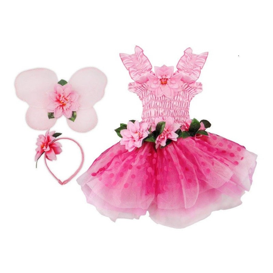 Play + Learn Great Pretenders Role Play | Pink Fairy Blooms Deluxe Dress With Wings/Headband-Size 3-4