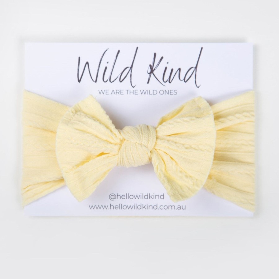 Baby [0-23M] Wild Kind Hair Accessories | Wild Kind Ayla Wide Bow Headband - Lemon