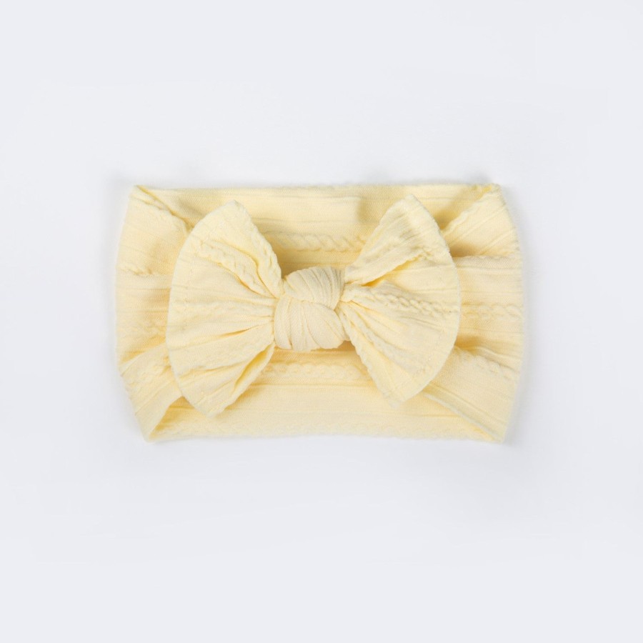 Baby [0-23M] Wild Kind Hair Accessories | Wild Kind Ayla Wide Bow Headband - Lemon