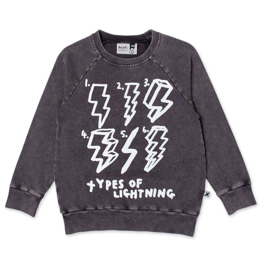 Baby [0-23M] Minti Jumpers | Minti Types Of Lightning Crew - Black Wash