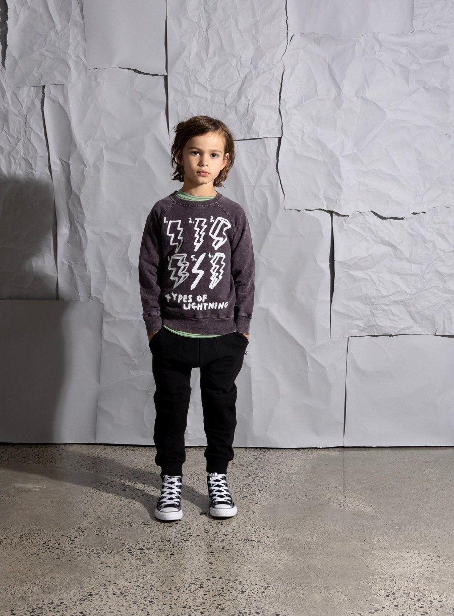 Baby [0-23M] Minti Jumpers | Minti Types Of Lightning Crew - Black Wash