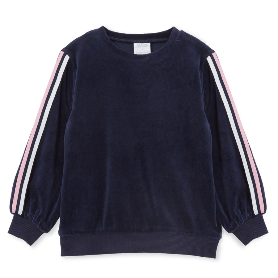 Baby [0-23M] Milky Jumpers | Milky Velour Detail Sweat - Navy