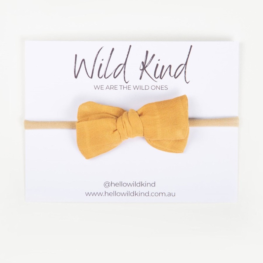 Baby [0-23M] Wild Kind Hair Accessories | Wild Kind Dorothy Linen Bow Headband - Mustard