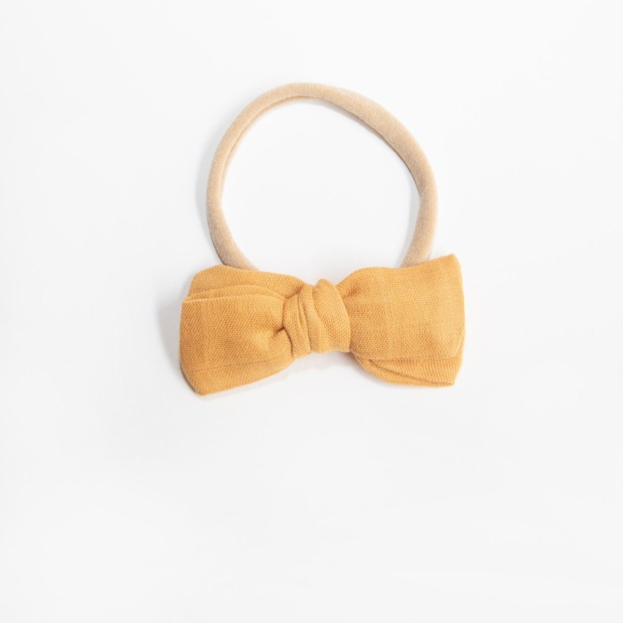 Baby [0-23M] Wild Kind Hair Accessories | Wild Kind Dorothy Linen Bow Headband - Mustard