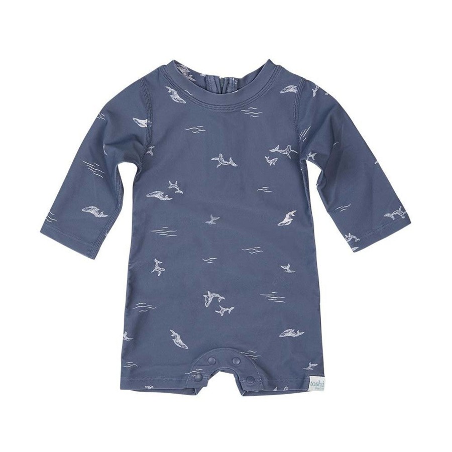 Baby [0-23M] Toshi Swim | Toshi Swim Baby Onesie Long Sleeve - Whales