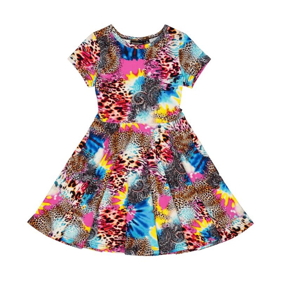 Child [2-14] Rock Your Baby Dresses | Rock Your Baby Abstract Leopard Waisted Dress