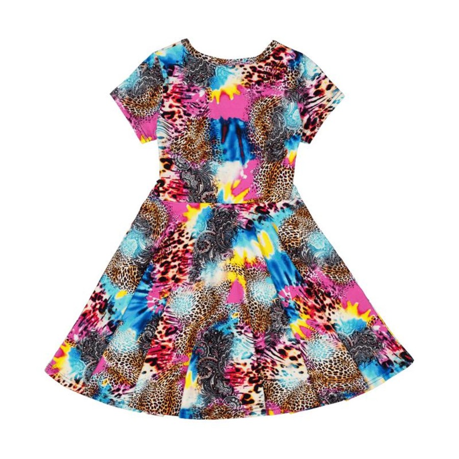 Child [2-14] Rock Your Baby Dresses | Rock Your Baby Abstract Leopard Waisted Dress