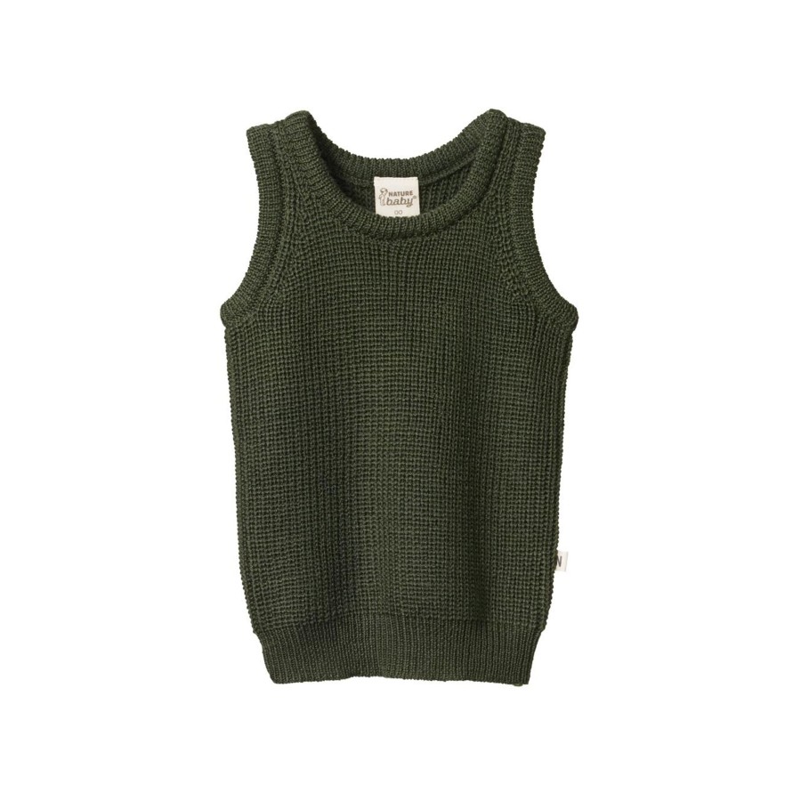 Baby [0-23M] Nature Baby Knitwear | Nature Baby Merino Knit Vest - Thyme Chunky Knit