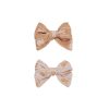 Child [2-14] Huxbaby Hair Accessories | Huxbaby Bunny Stripe 2Pk Hair Bow - Biscuit + Rose