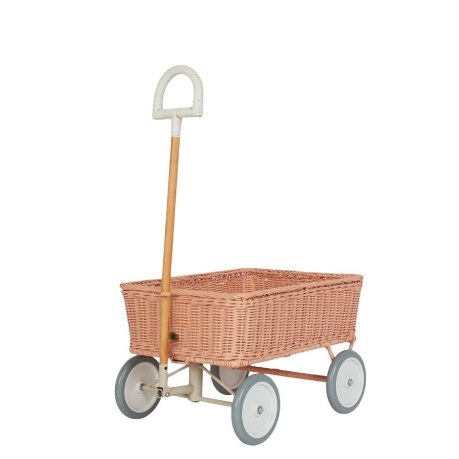 Play + Learn Olli Ella Ride Ons + Push Alongs | Olli Ella Rattan Wonder Wagon - Rose