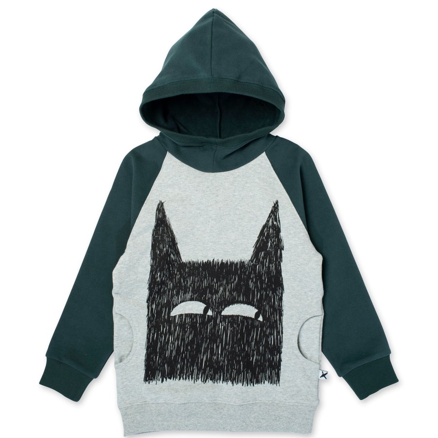 Baby [0-23M] Minti Jumpers | Minti Sketchy Wolf Furry Hood - Grey Marle/Forest