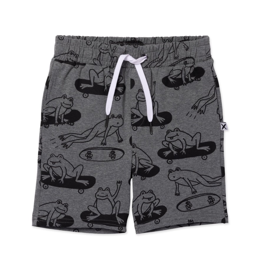 Child [2-14] Minti Bottoms | Minti Skate Frogs Short - Charcoal Marle