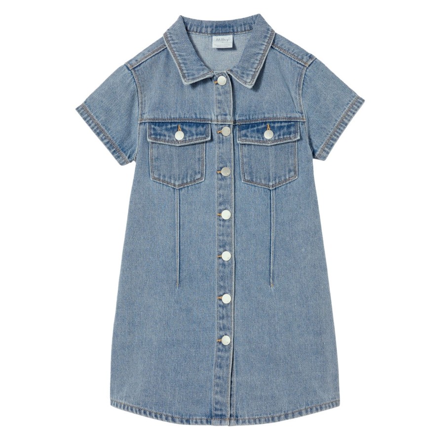 Child [2-14] Milky Dresses | Milky Utility Denim Dress - Denim