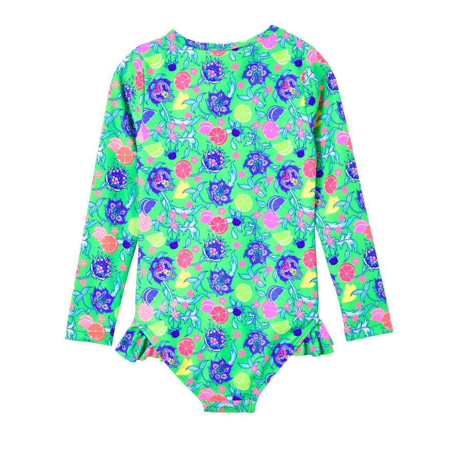 Baby [0-23M] Milky Swim | Milky Peacock Long Sleeve Swimsuit - Peacock Green