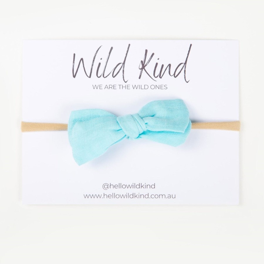 Baby [0-23M] Wild Kind Hair Accessories | Wild Kind Dorothy Linen Bow Headband - Baby Blue