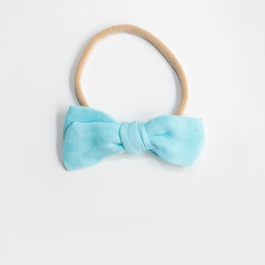 Baby [0-23M] Wild Kind Hair Accessories | Wild Kind Dorothy Linen Bow Headband - Baby Blue