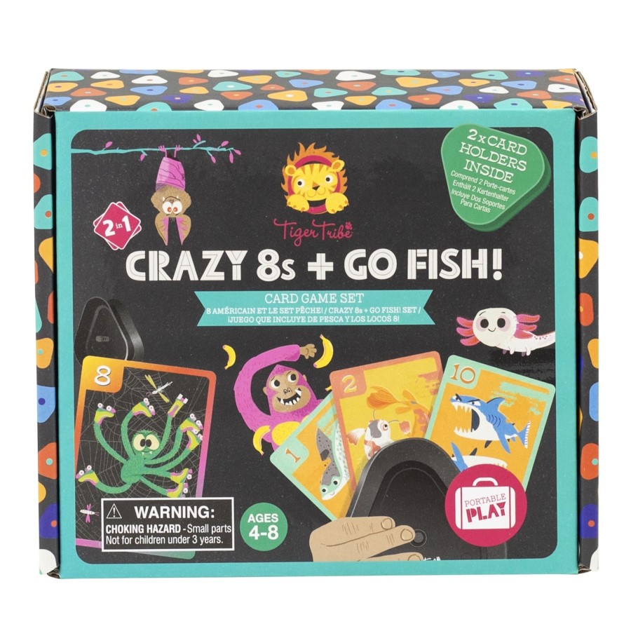 Play + Learn Tiger Tribe Games | Crazy 8S + Go Fish! - Card Game Set