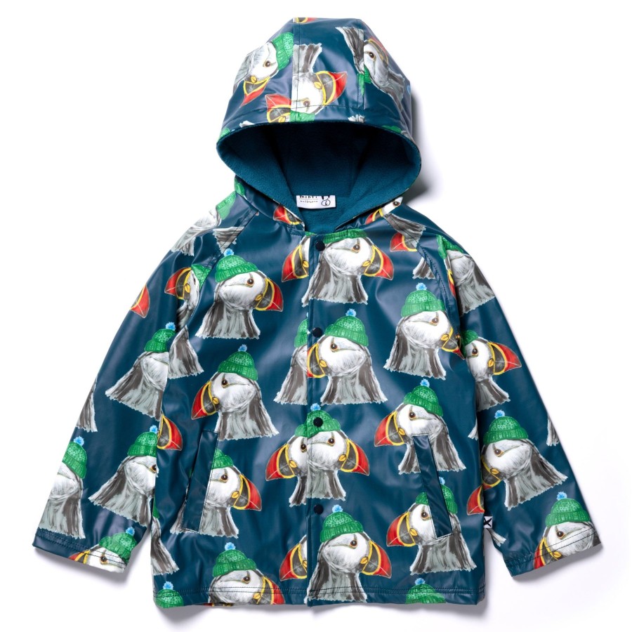 Child [2-14] Minti Rainwear | Minti Toasty Puffin Raincoat - Teal