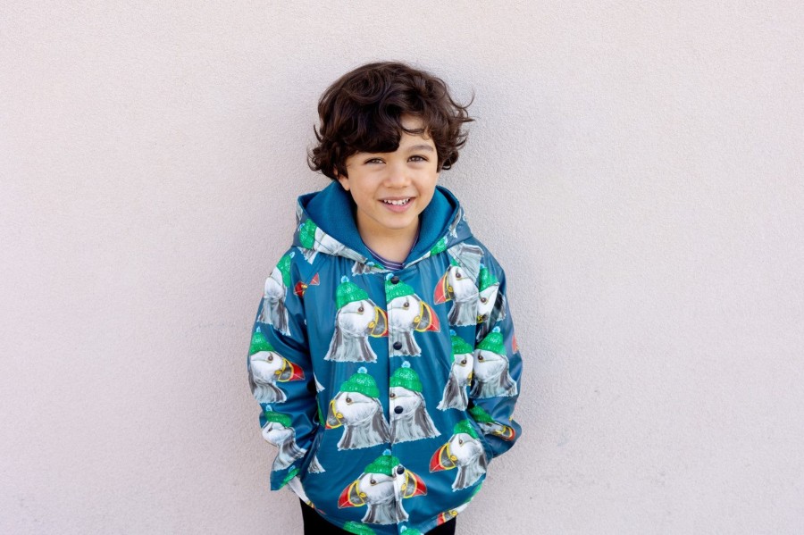 Child [2-14] Minti Rainwear | Minti Toasty Puffin Raincoat - Teal