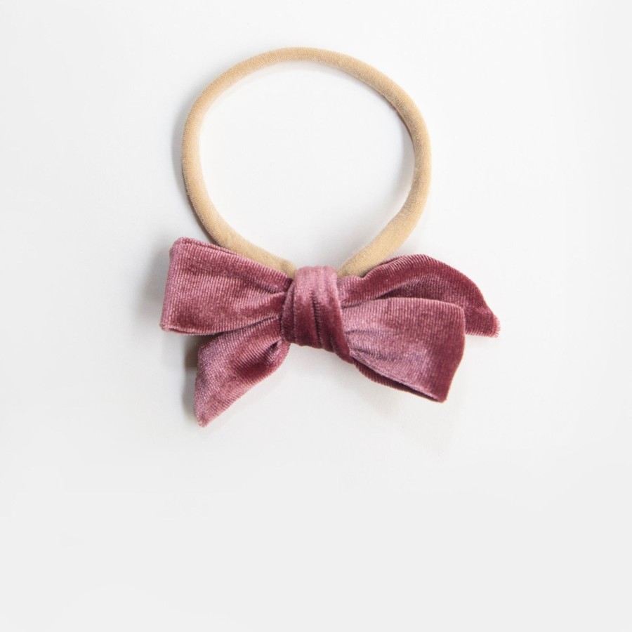 Child [2-14] Wild Kind Hair Accessories | Wild Kind Hazel Velour Bow Headband - Mauve