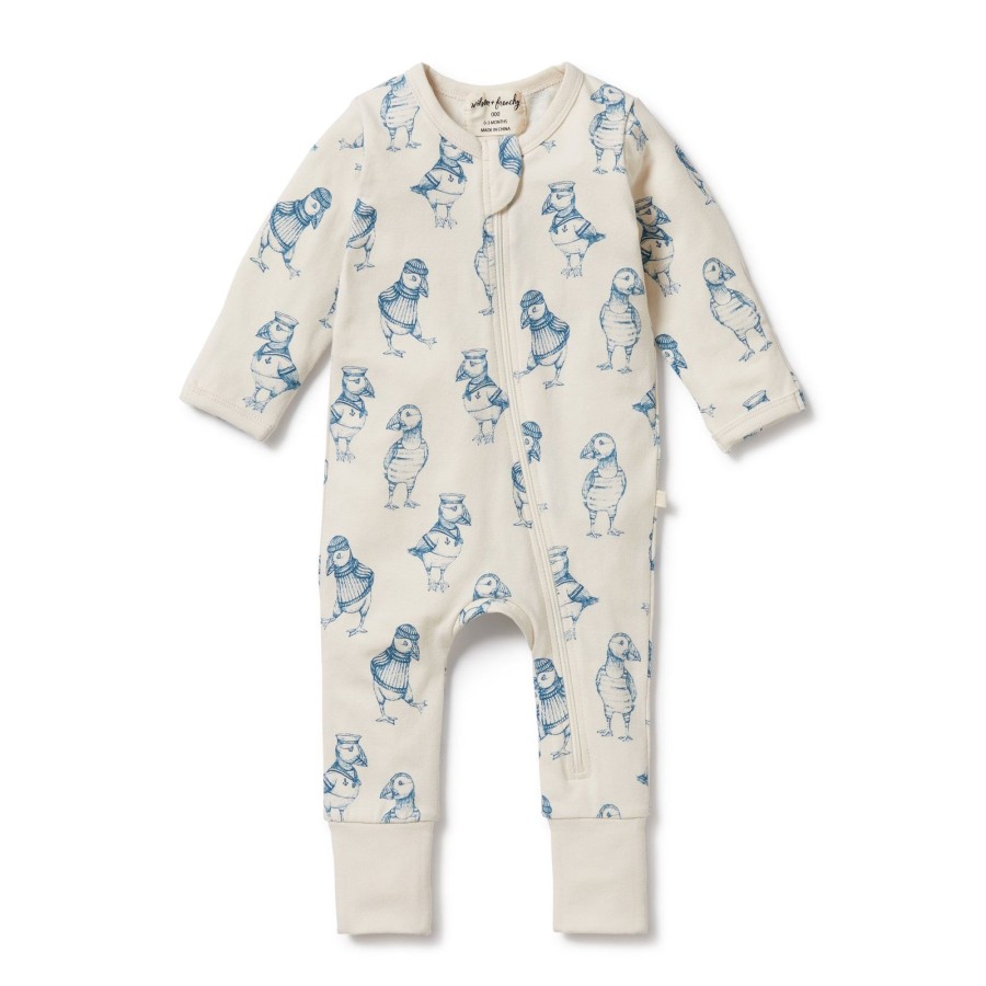 Baby [0-23M] Wilson & Frenchy All In One | Wilson And Frenchy Organic Zipsuit With Feet Petit Puffin