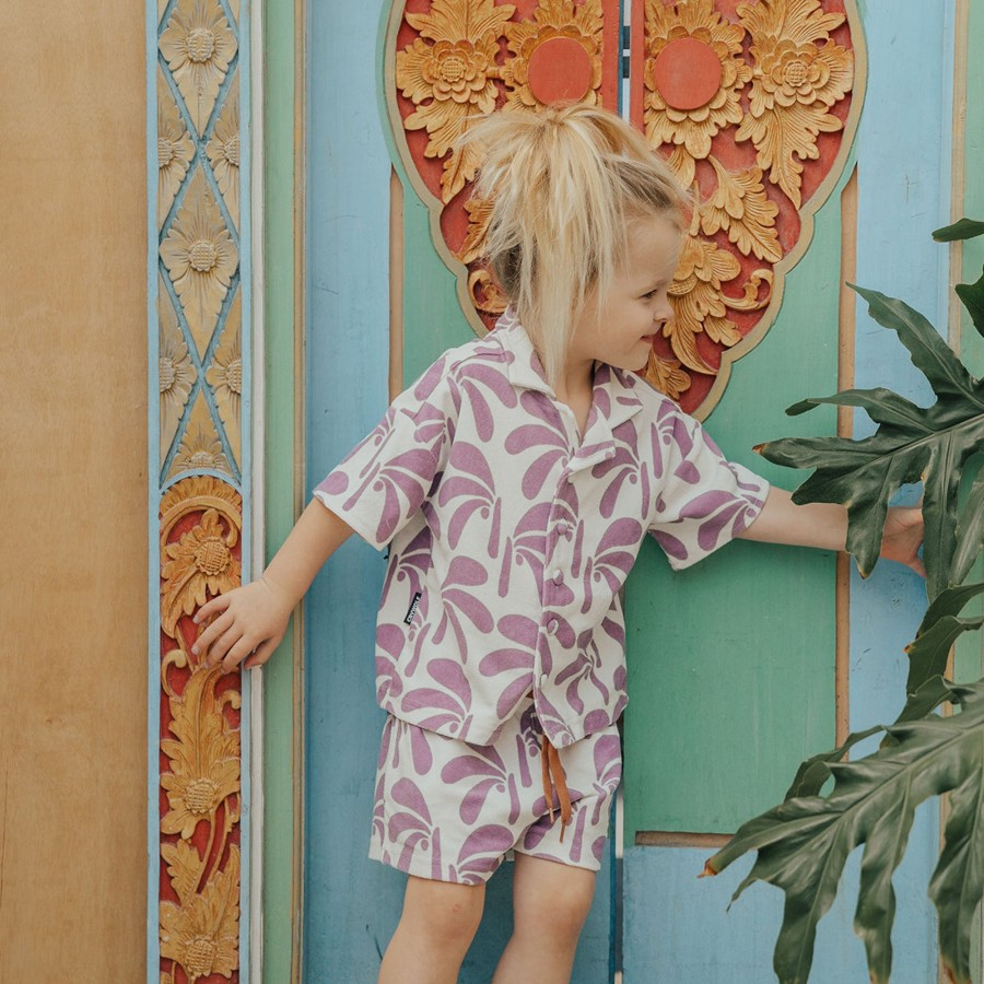 Baby [0-23M] Crywolf Tops | Crywolf Resort Set - Lilac Palms