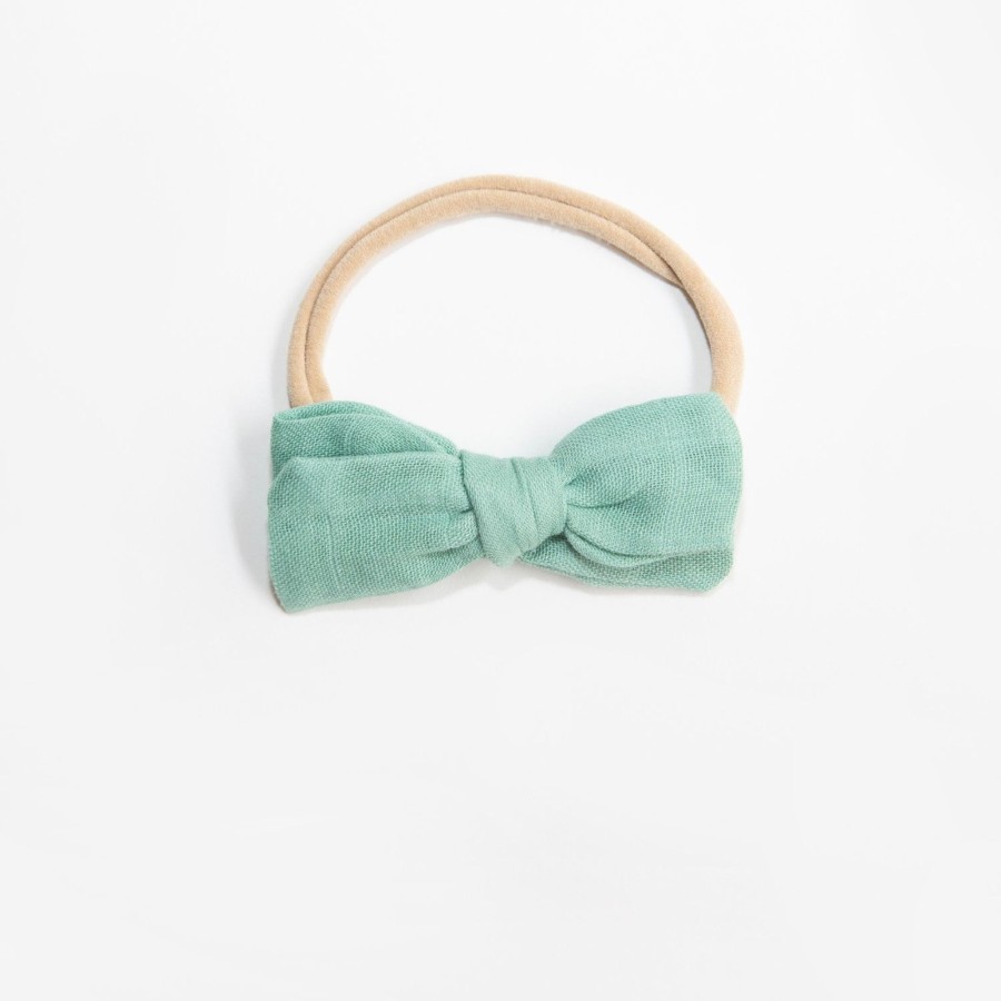 Baby [0-23M] Wild Kind Hair Accessories | Wild Kind Dorothy Linen Bow Headband - Sage