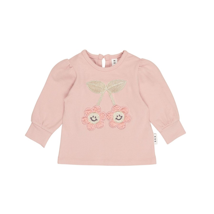 Baby [0-23M] Huxbaby Tops | Huxbaby Smile Flower Puff Top - Peony