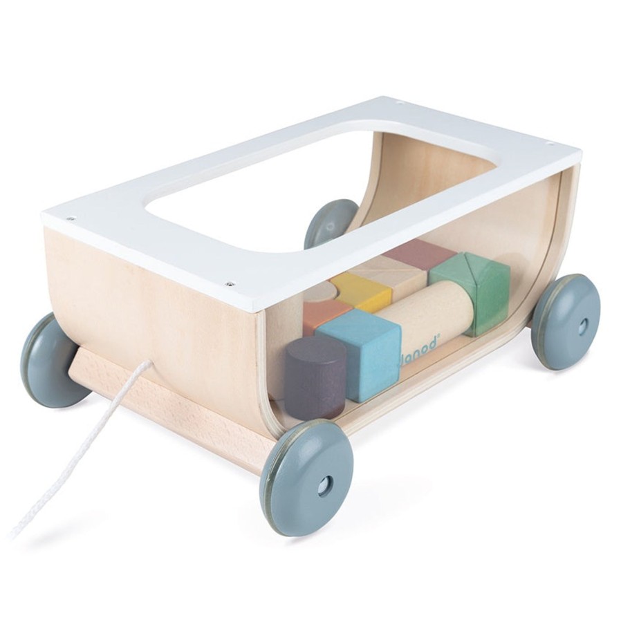 Play + Learn Janod Construction | Janod - Cocoon Cart With Blocks