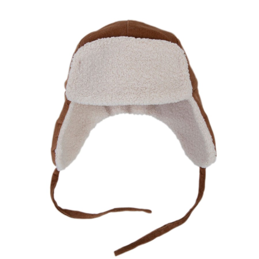 Child [2-14] Acorn Beanies | Acorn Aviator Cord Beanie - Chestnut