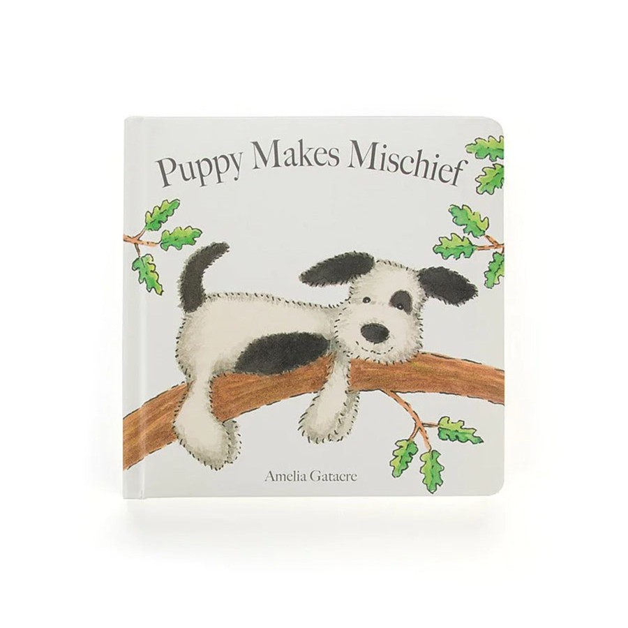 Baby [0-23M] Jellycat Books + Flash Cards | Jellycat - Hardcover Puppy Makes Mischief Board Book