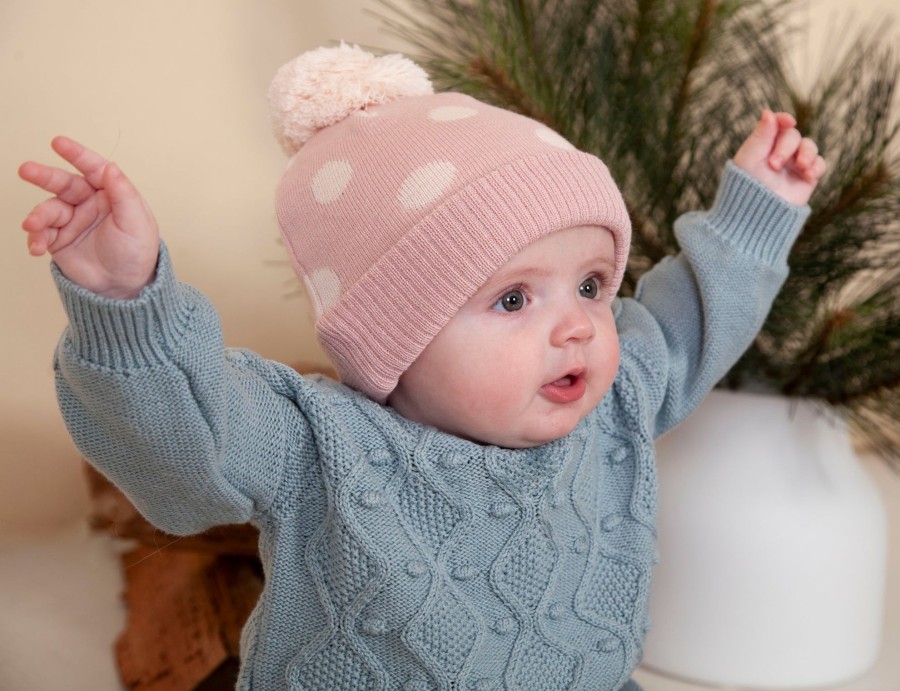 Baby [0-23M] Acorn Beanies | Acorn Raindrops Merino Beanie - Dusty Pink