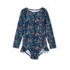 Child [2-14] Milky Swim | Milky Tiger Palm Frill Long Sleeve Swimsuit - Hunter Green