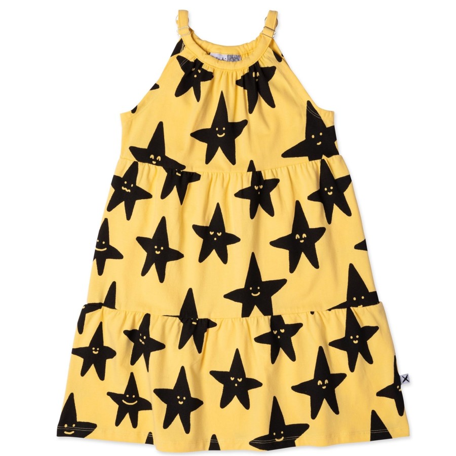 Child [2-14] Minti Dresses | Minti Happy Stars Dress - Dull Yellow