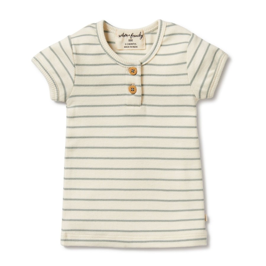 Baby [0-23M] Wilson & Frenchy Tops | Wilson And Frenchy Organic Henley Tee Petit Sage